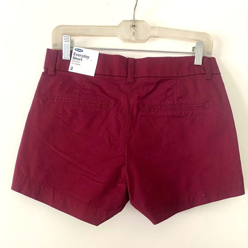 NWT Cotton Twill Chino Short Burgundy Maroon Mid Rise 3.5 Everyday Preppy Club 2 - Picture 3 of 6